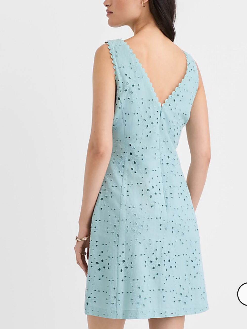 NWT LOFT Scalloped Eyelet V-Back Mini Dress, size 14 - Picture 2 of 8
